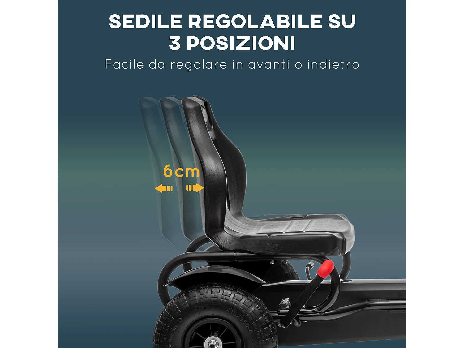 Go vart a pedali per bambini 5-12 anni in plastica e metallo nero