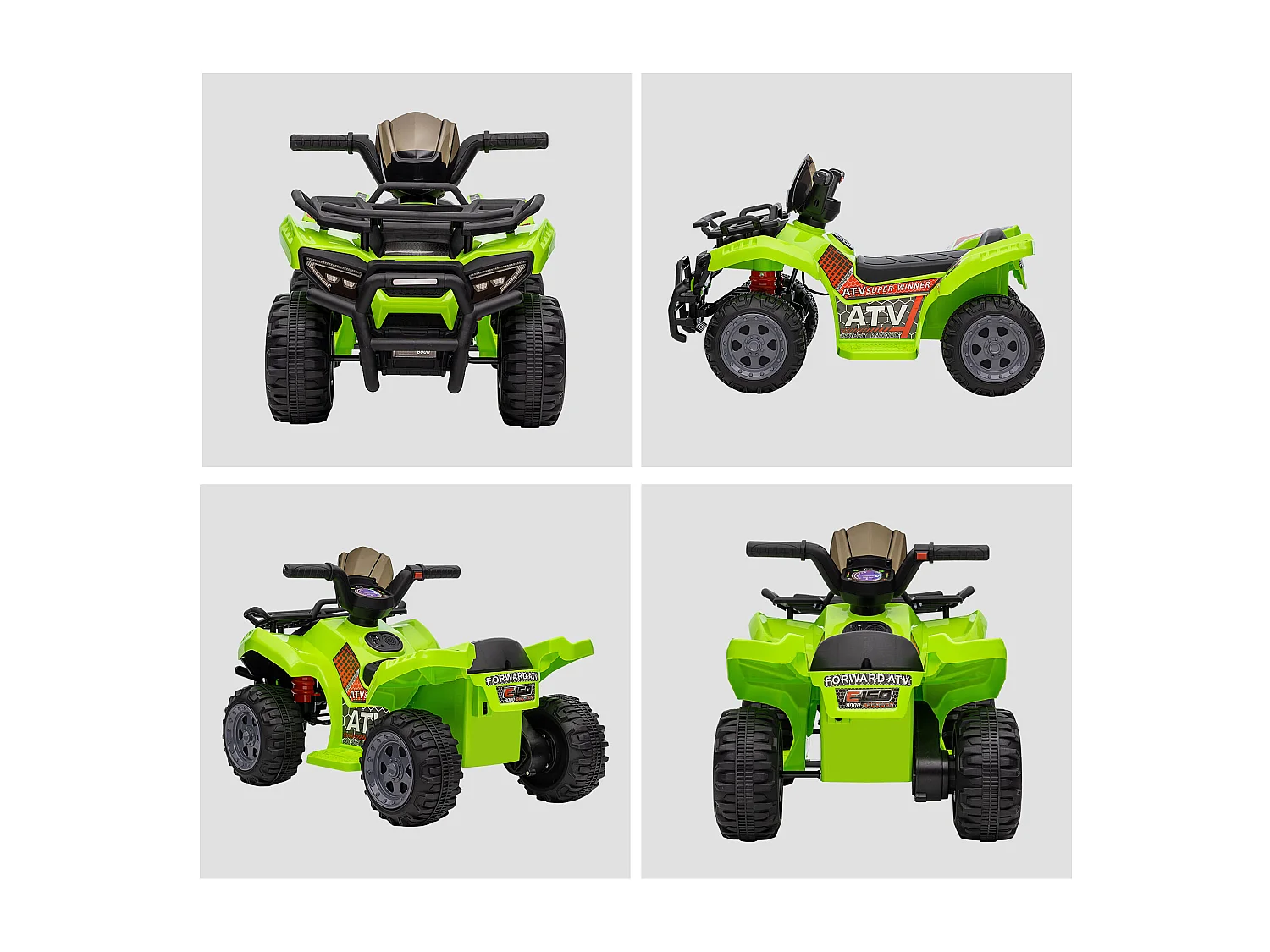 Quad elettrico per bambini 18-36 mesi con batteria 6v e fari verde