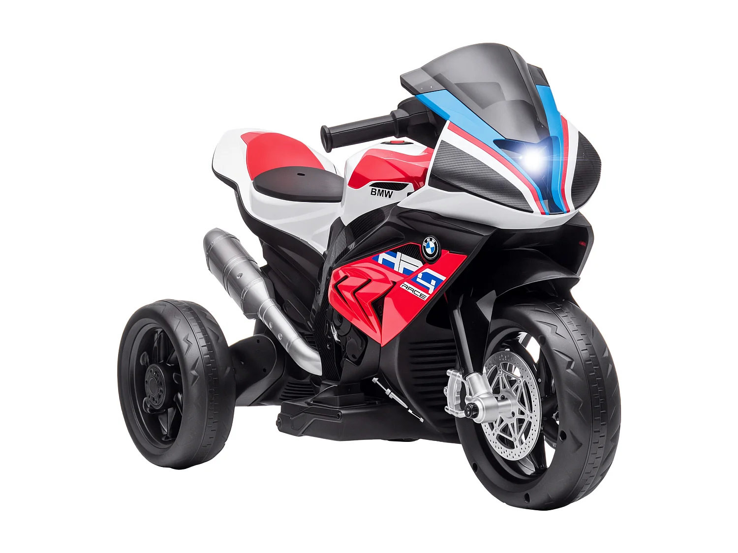 Moto per bambini 18-60 mesi con fari musica e pedali rosso