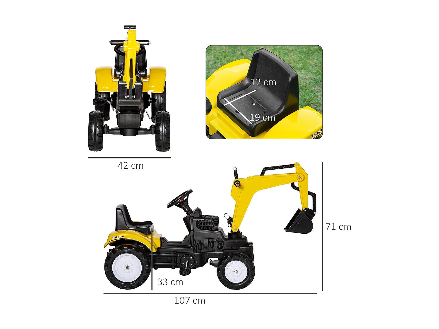 Ruspa giocattolo per bambini 3-6 anni con 6 ruote giallo