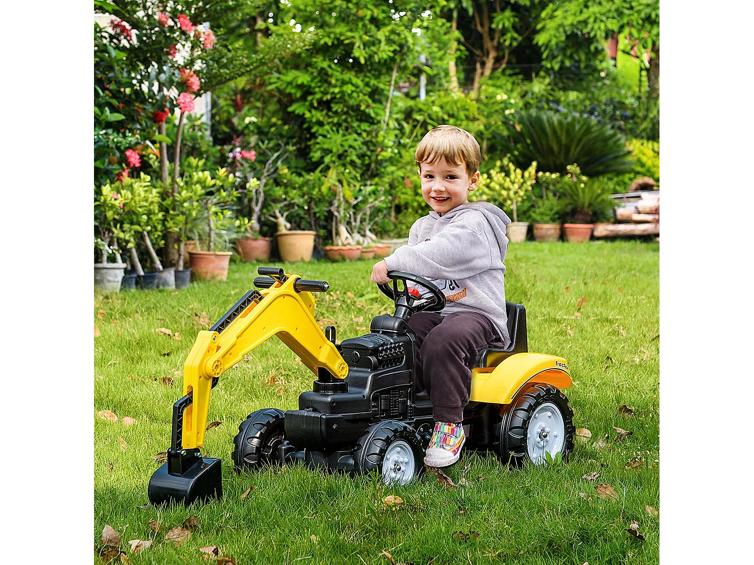 Ruspa giocattolo per bambini 3-6 anni con 6 ruote giallo