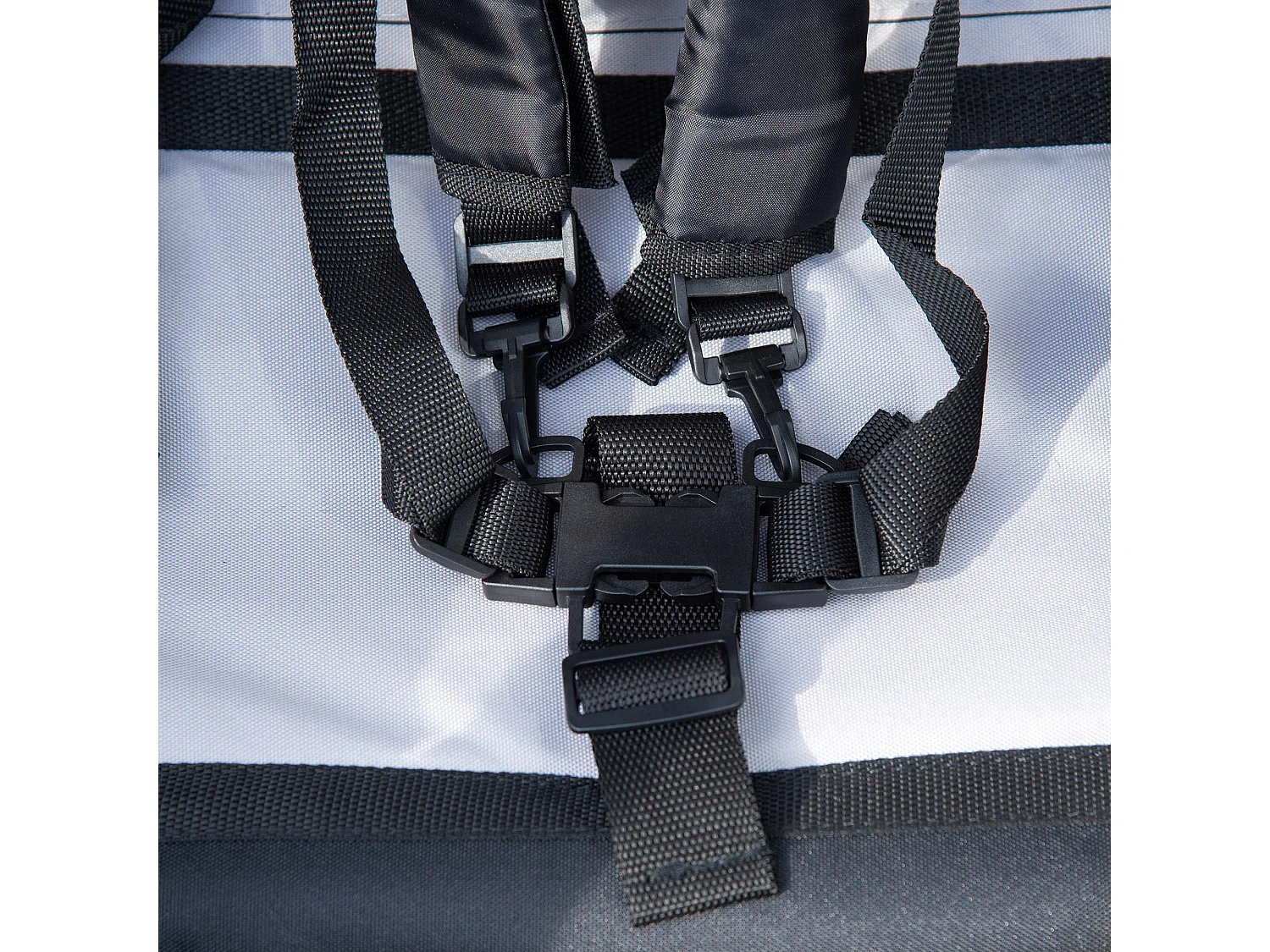 Rimorchio bici passeggino per 2 bambini e cinture di sicurezza