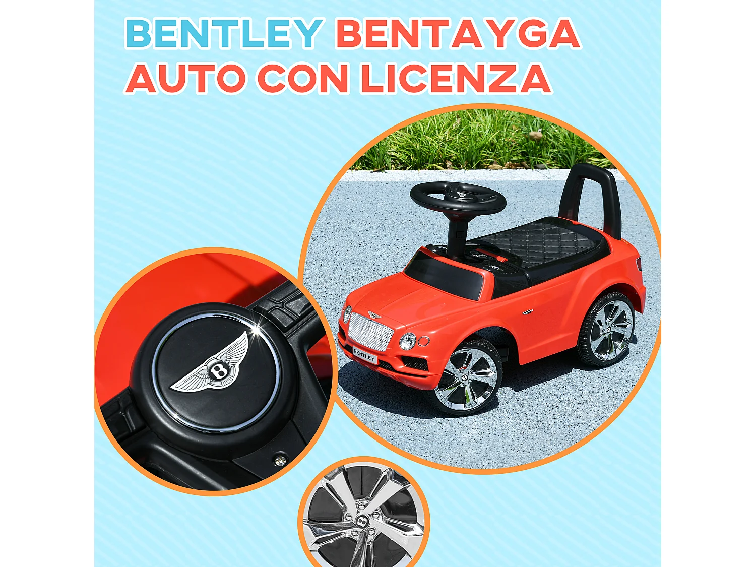 Auto per bambini 18-36 mesi cavalcabile a spinta licenza bentley rosso