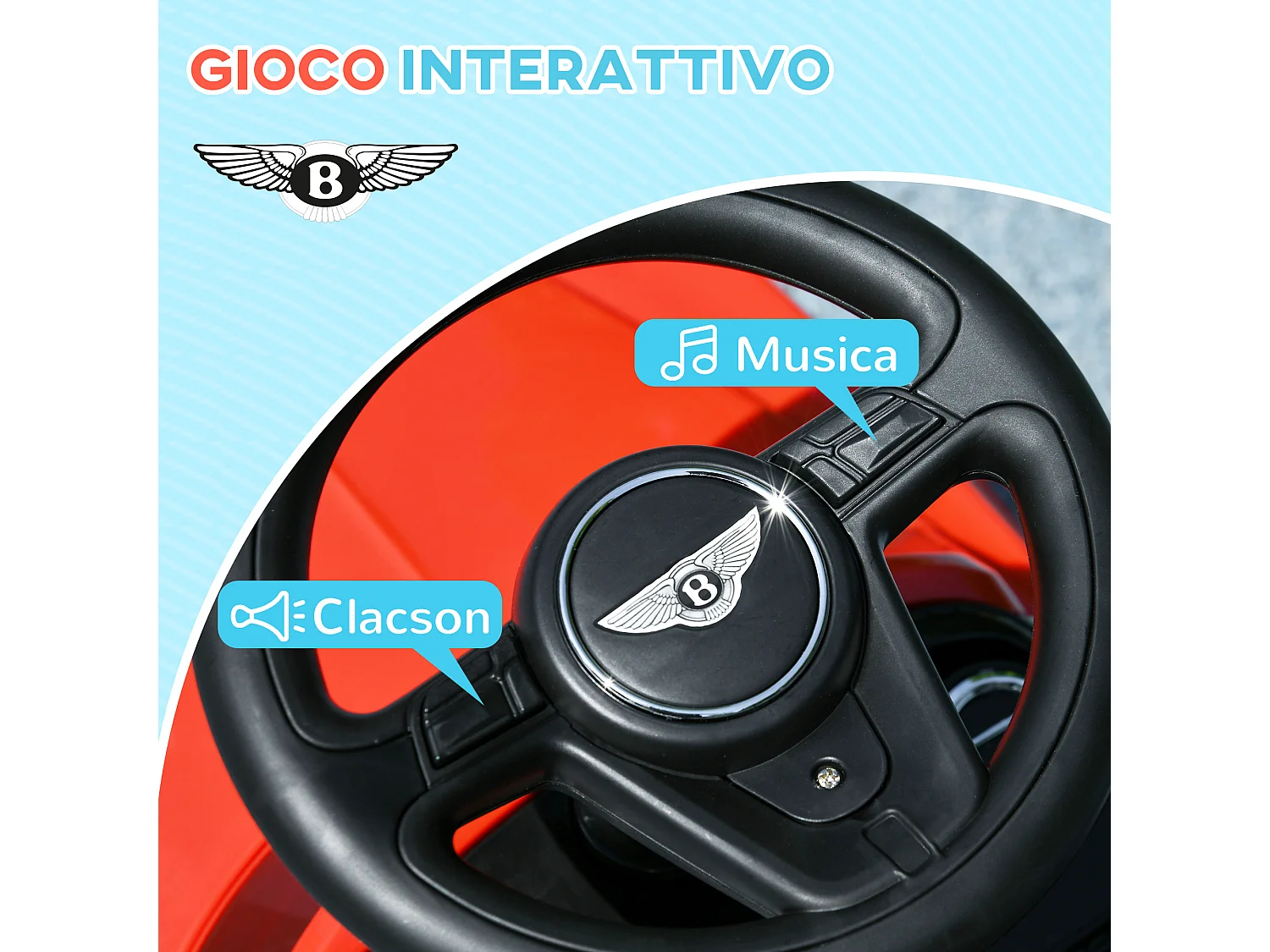 Auto per bambini 18-36 mesi cavalcabile a spinta licenza bentley rosso