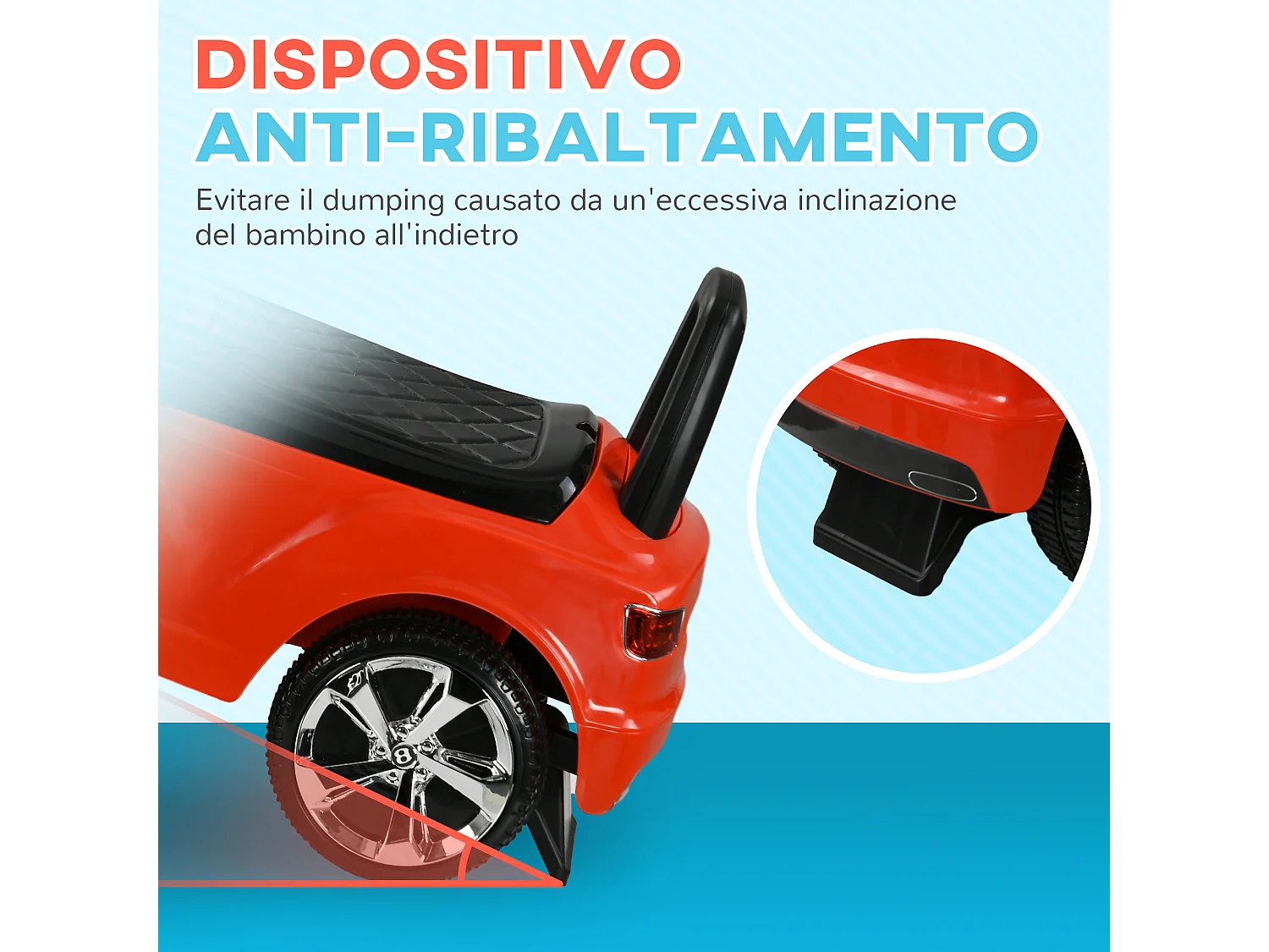 Auto per bambini 18-36 mesi cavalcabile a spinta licenza bentley rosso