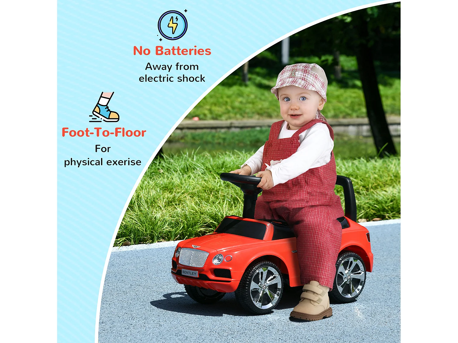 Auto per bambini 18-36 mesi cavalcabile a spinta licenza bentley rosso