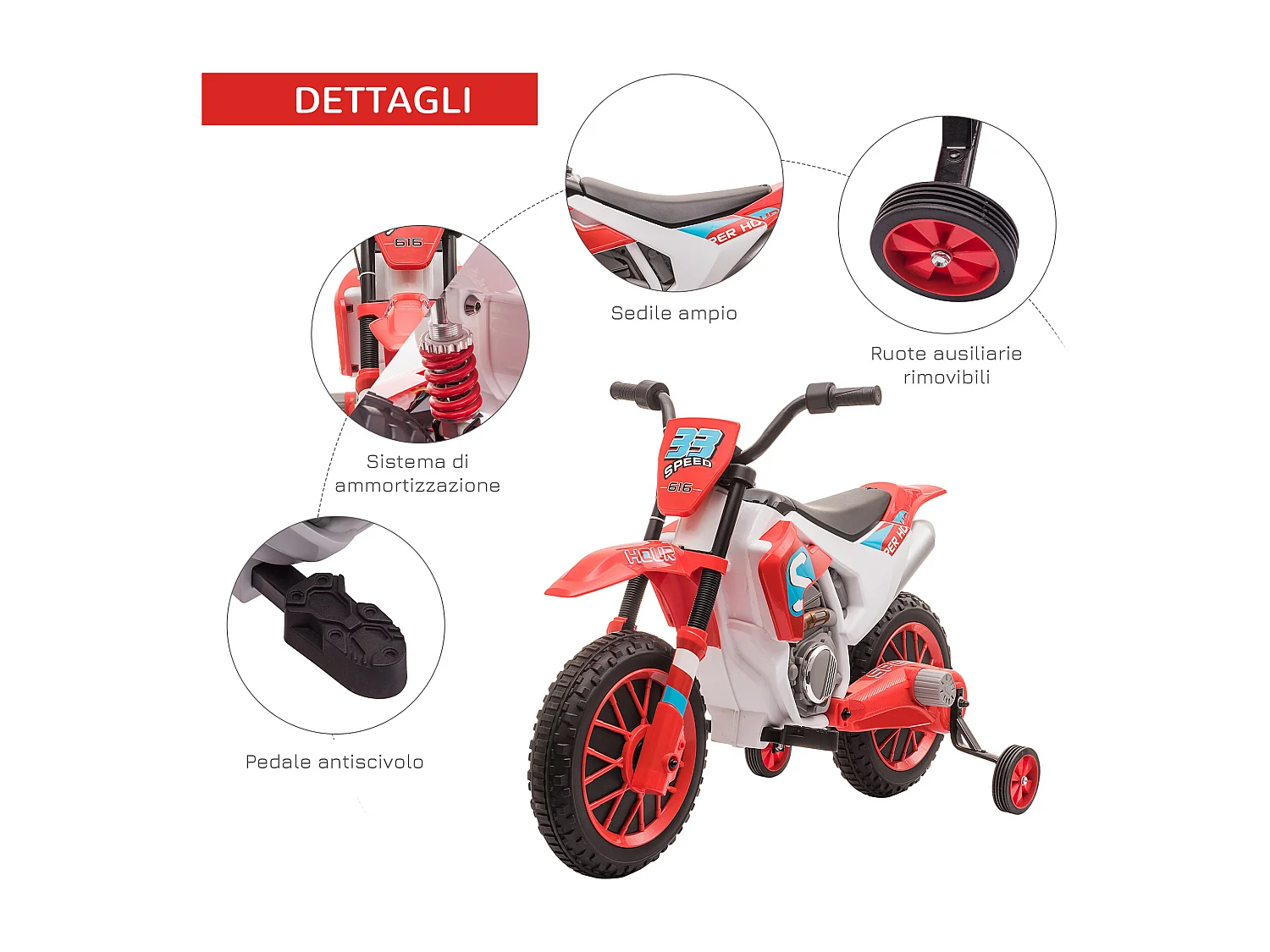 Moto elettrica per bambini batteria 12v ricaricabile rotelline