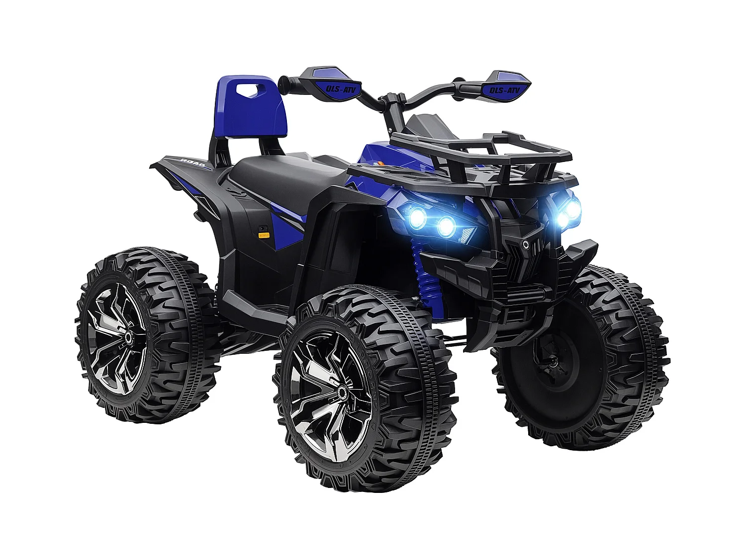 Quad elettrico per bambini 12v con fari e pedale in pp e metallo blu