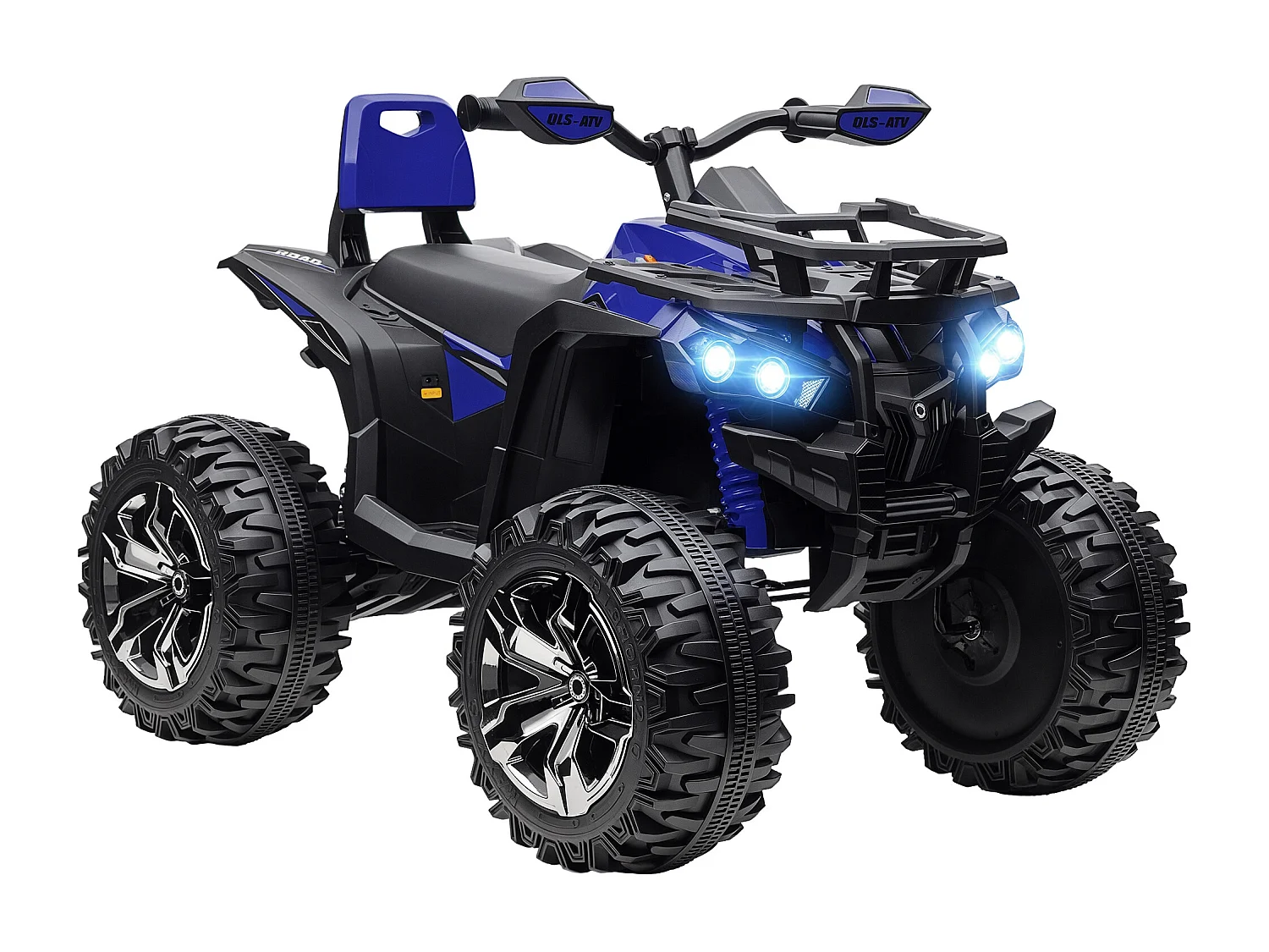 Quad elettrico per bambini 12v con fari e pedale in pp e metallo blu