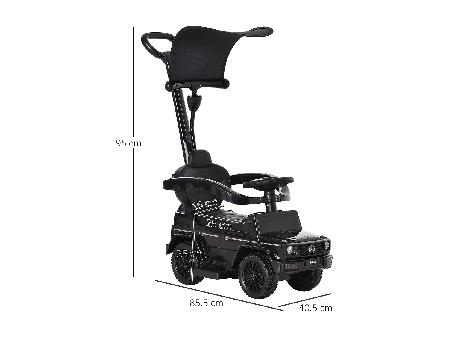Macchina a spinta per bambini con tettuccio nero