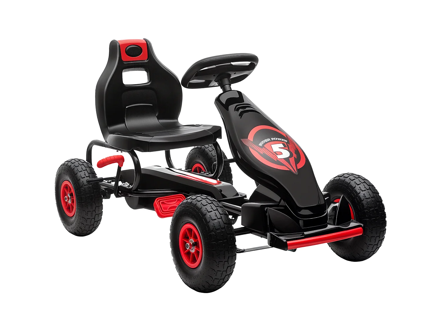 Go kart a pedali bambini 5-12 anni con sedile regolabile rosso