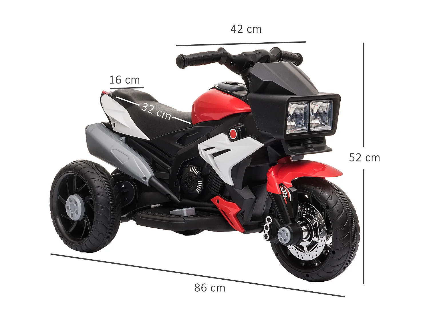 Moto elettrica per bambini 3-5 anni a 3 ruote rosso