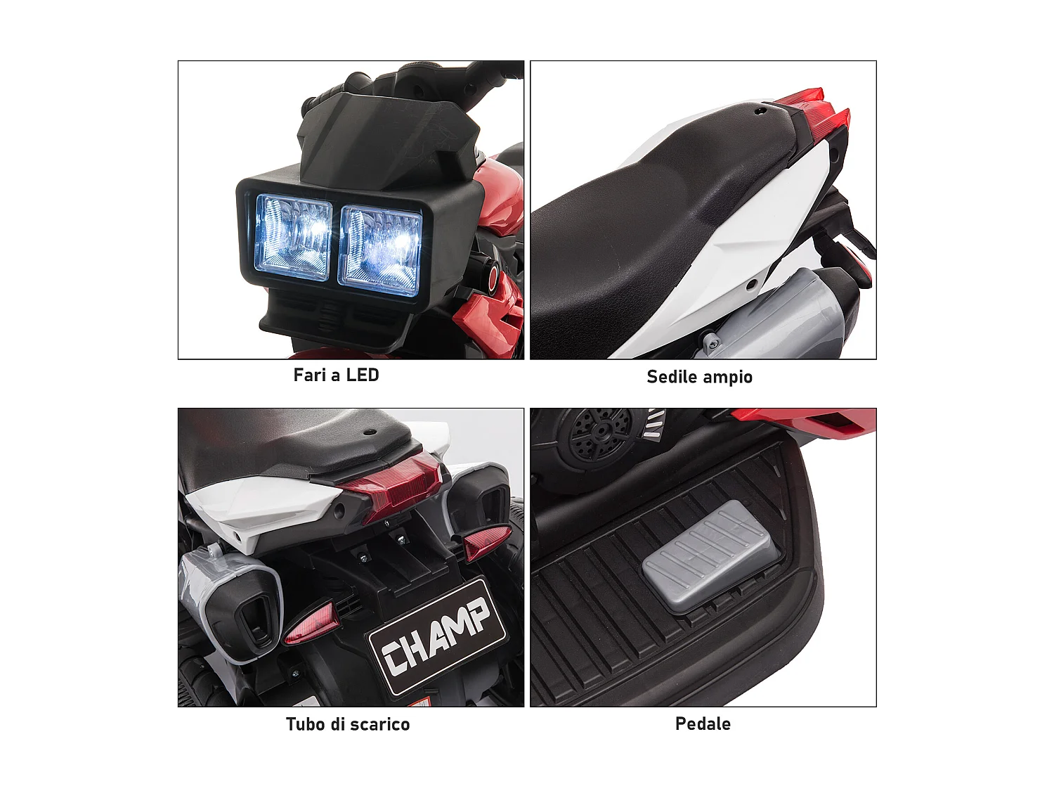 Moto elettrica per bambini 3-5 anni a 3 ruote rosso