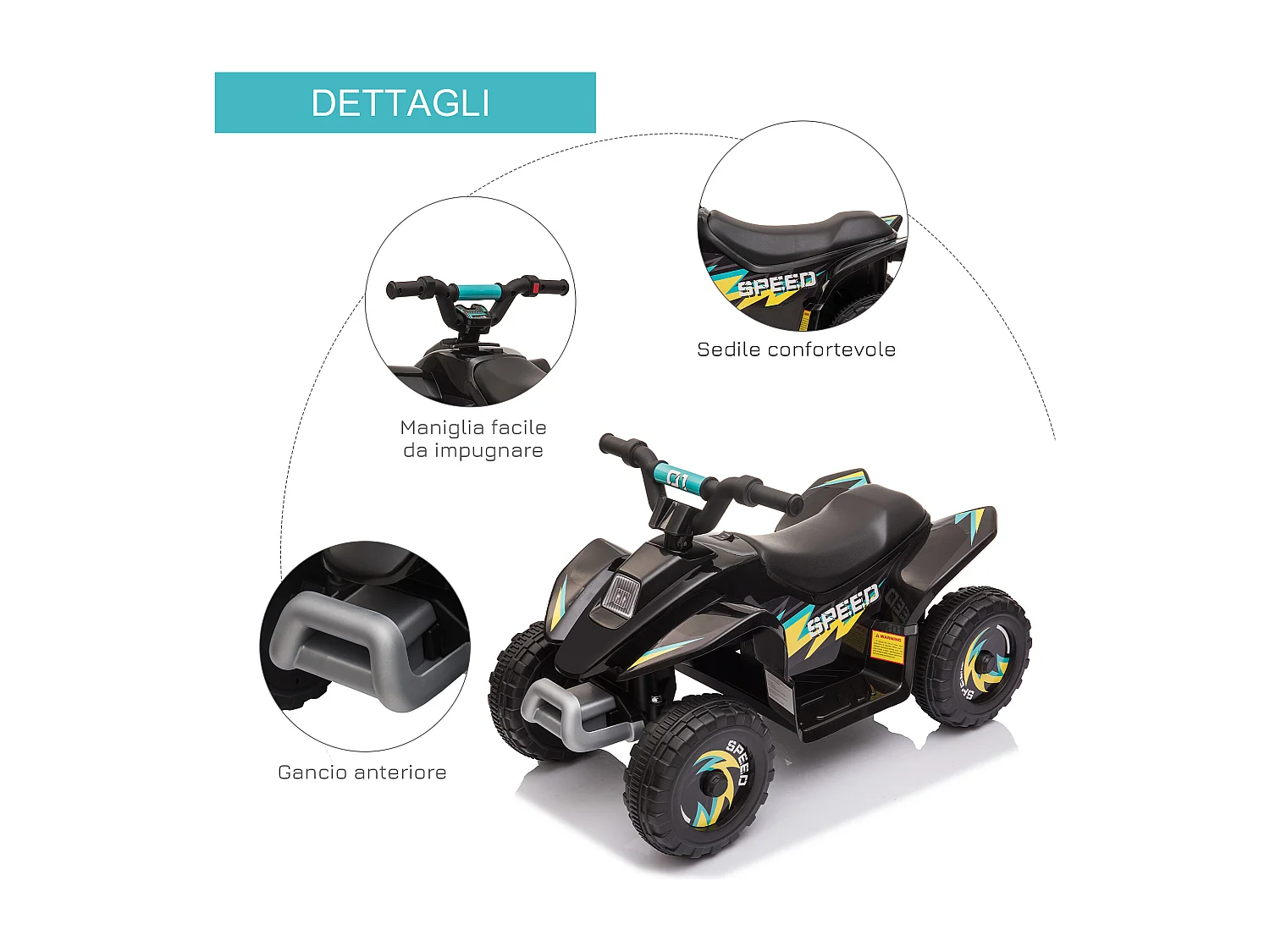Quad elettrico per bambini 3-5 anni 6v velocità 2.8-4.6km/h