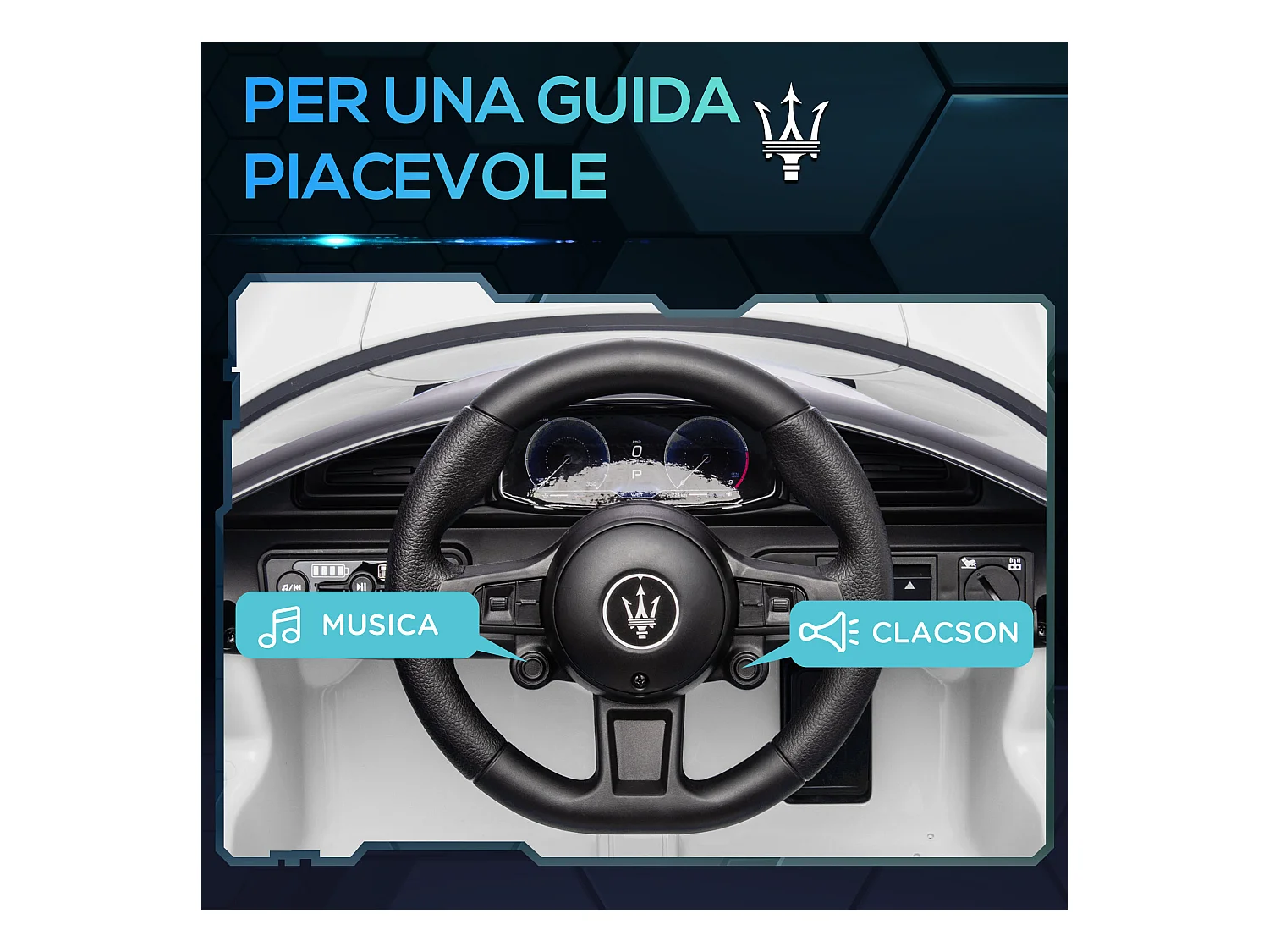 Macchina per bambini maserati mc20 con telecomando e fari bianco