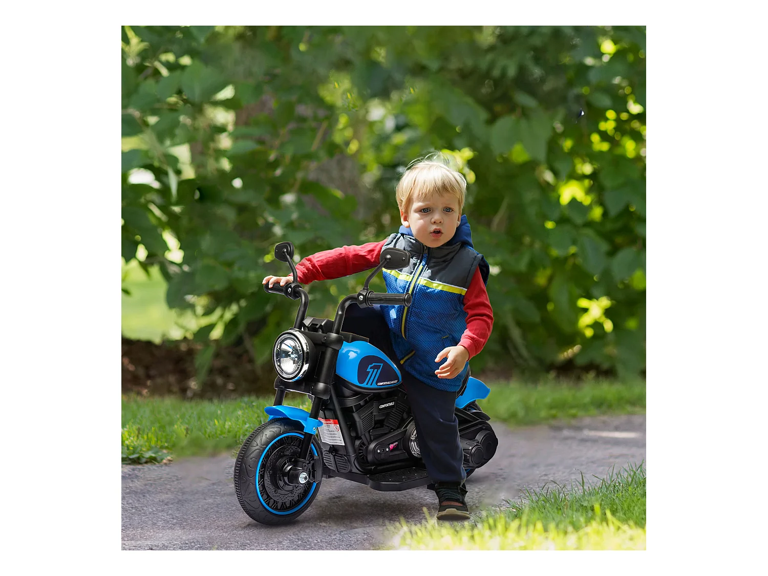 Moto elettrica per bambini 18-36 mesi con rotelle e fanale