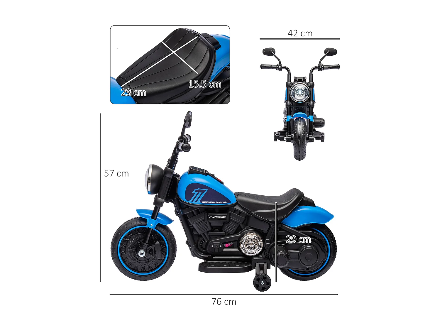 Moto elettrica per bambini 18-36 mesi con rotelle e fanale