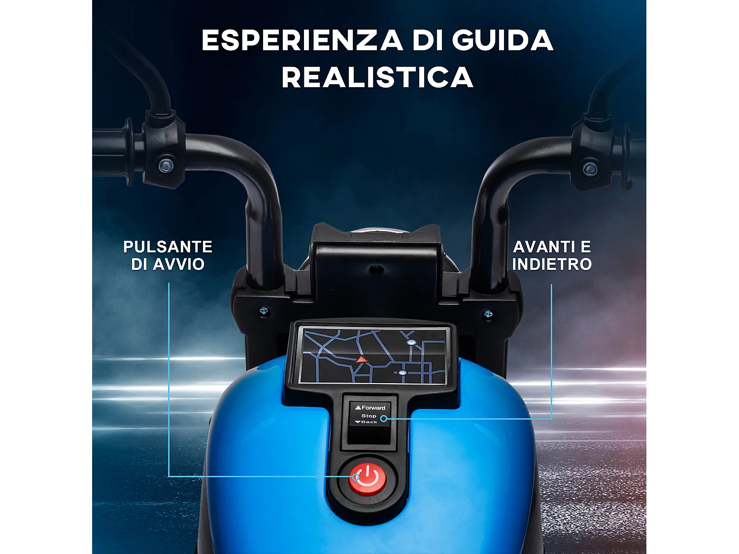 Moto elettrica per bambini 18-36 mesi con rotelle e fanale