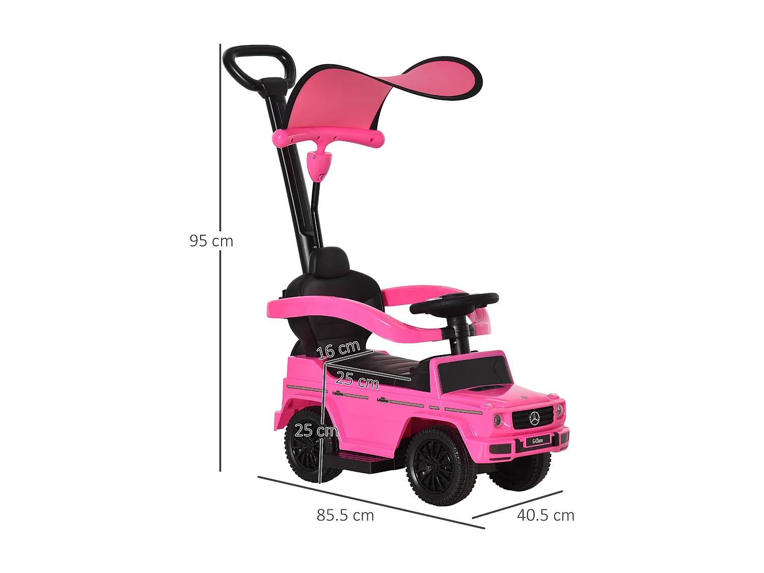 Macchina a spinta per bambini con tettuccio rosa