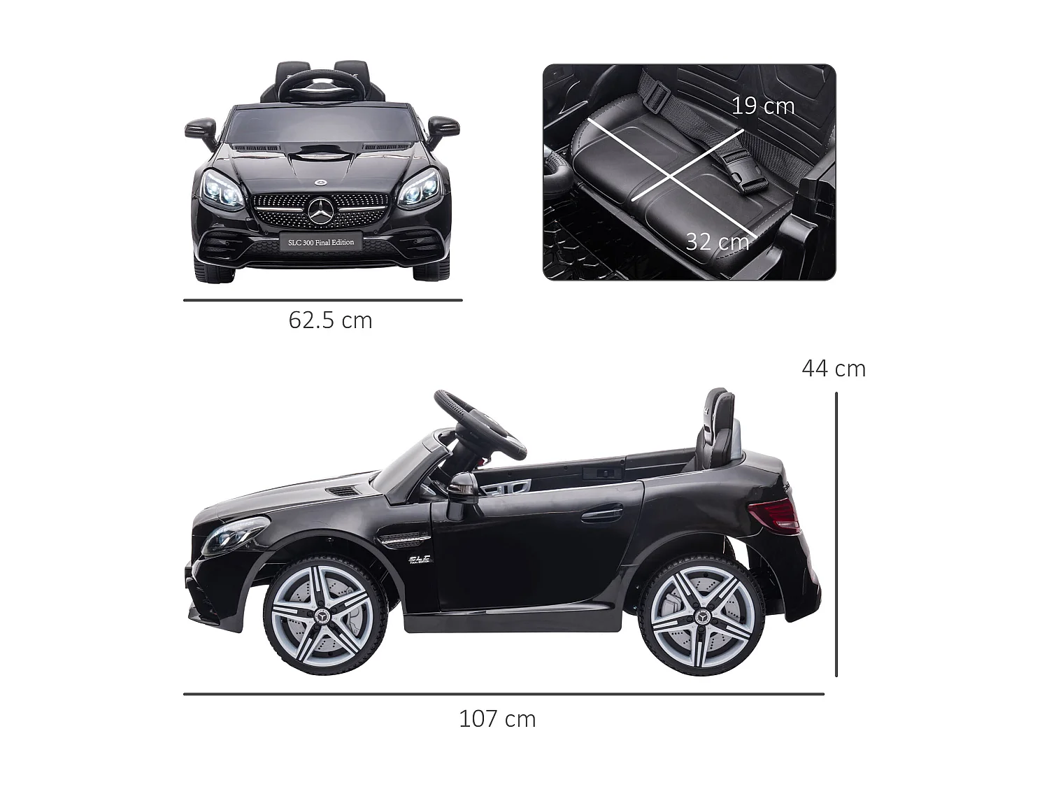 Macchina elettrica per bambini mercedes slc 300 con telecomando nero