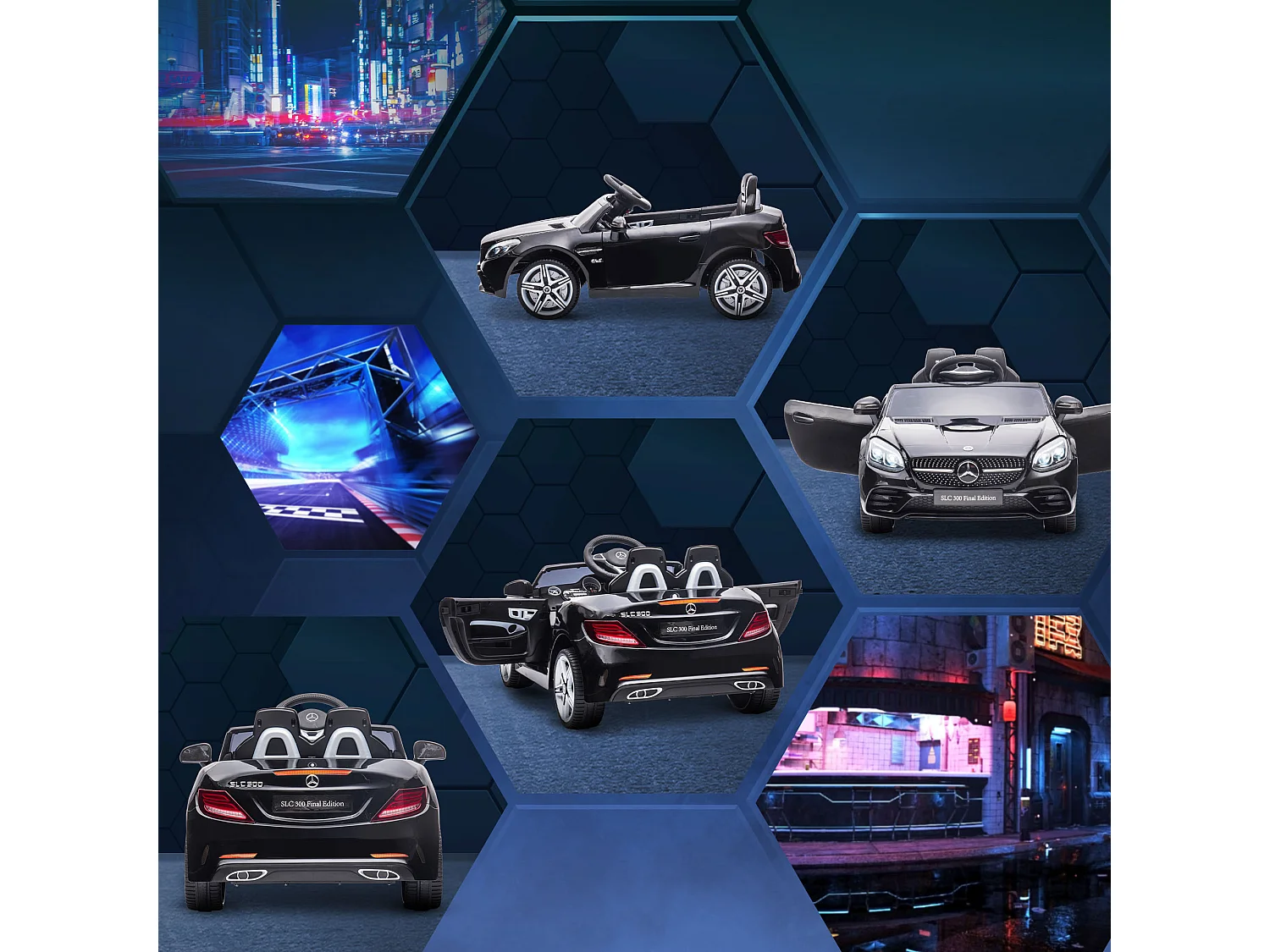 Macchina elettrica per bambini mercedes slc 300 con telecomando nero