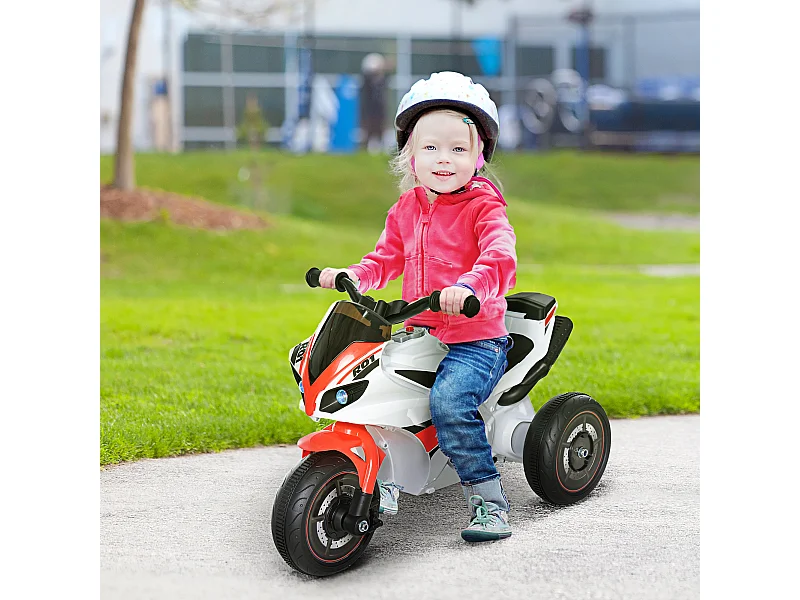 Moto per bambini a 3 ruote con musica e fari rosso