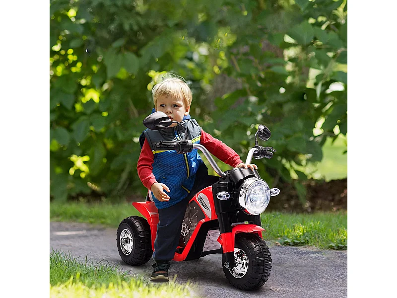 Moto per bambini batteria 6v velocità 2 km/h 3 ruote luci suoni