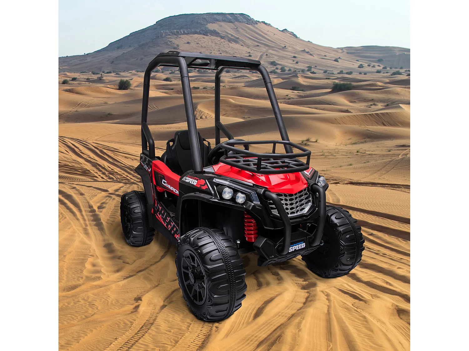 Auto elettrica per bambini con e telecomando 118x76x104 cm rossa nera