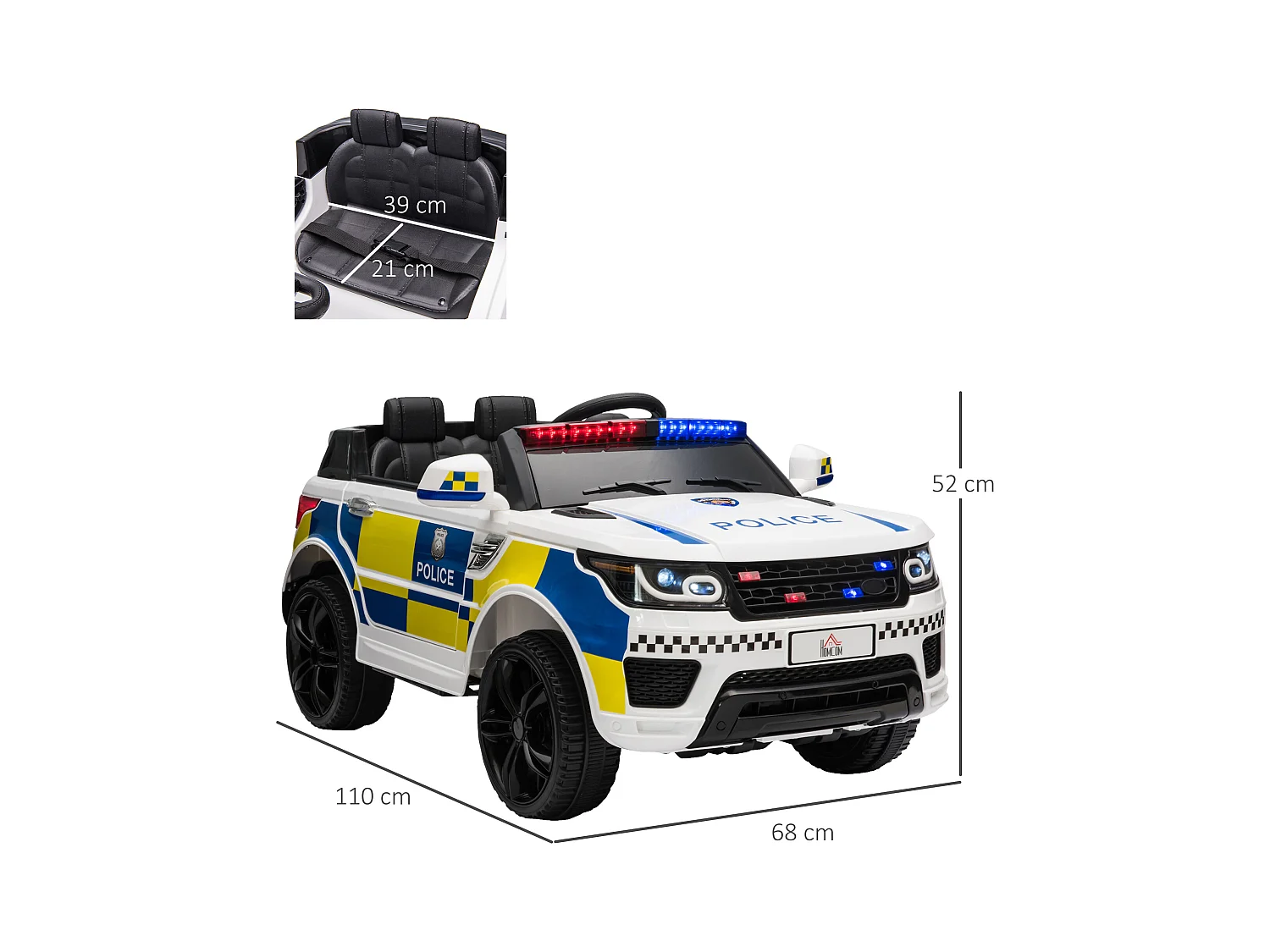 Macchina elettrica per bambini 12v con telecomando e sirena