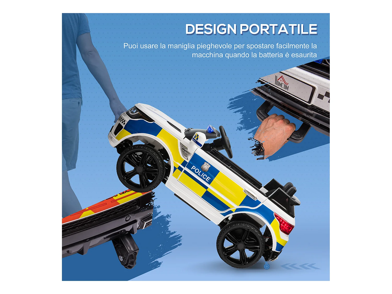 Macchina elettrica per bambini 12v con telecomando e sirena