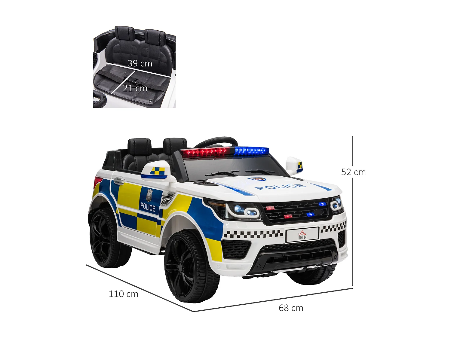 Macchina elettrica per bambini 12v con telecomando e sirena