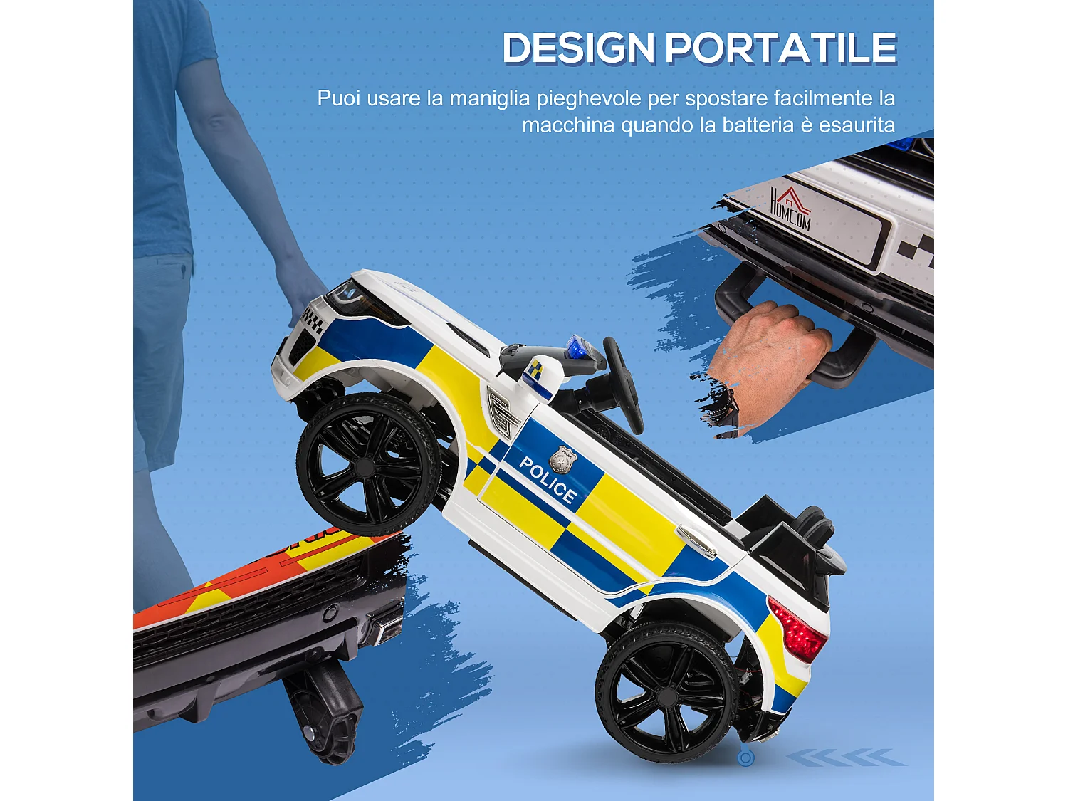 Macchina elettrica per bambini 12v con telecomando e sirena