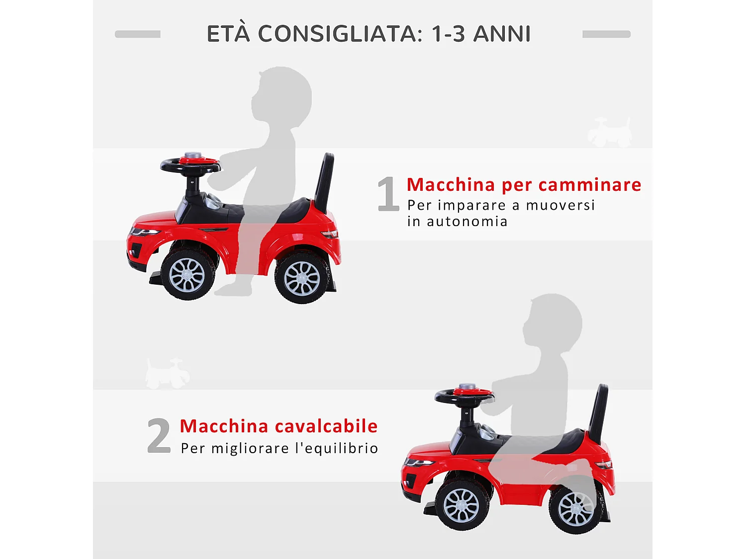 Macchina cavalcabile giocattolo per bambini 12-36 mesi rossa