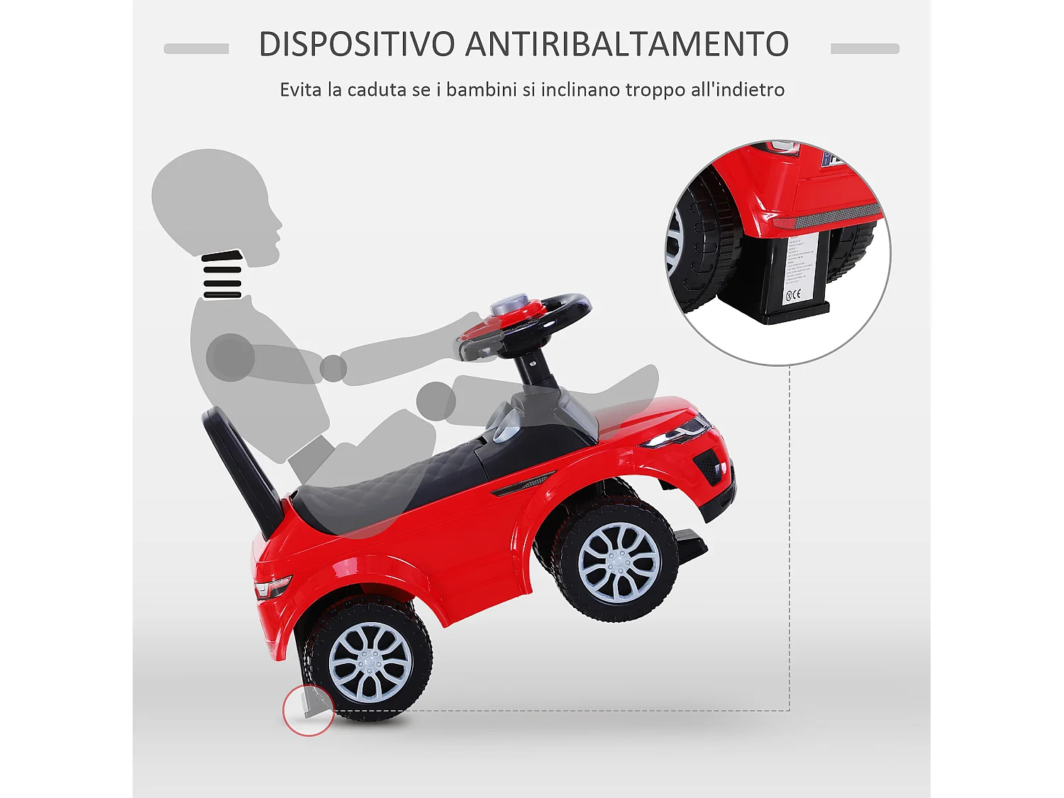 Macchina cavalcabile giocattolo per bambini 12-36 mesi rossa