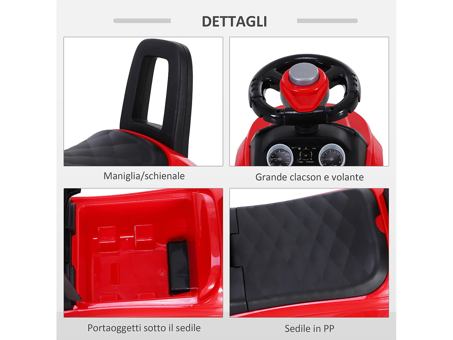 Macchina cavalcabile giocattolo per bambini 12-36 mesi rossa