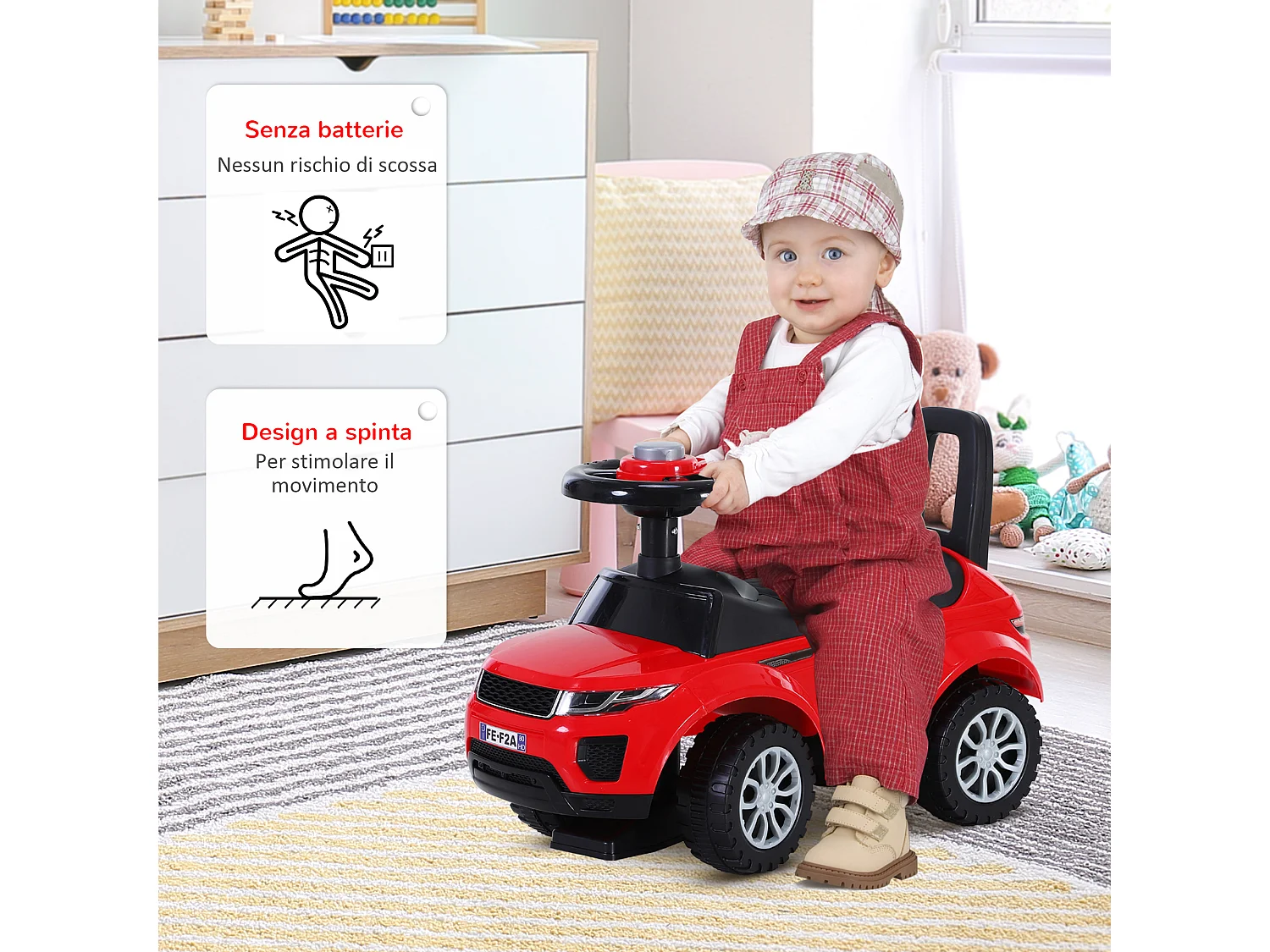 Macchina cavalcabile giocattolo per bambini 12-36 mesi rossa