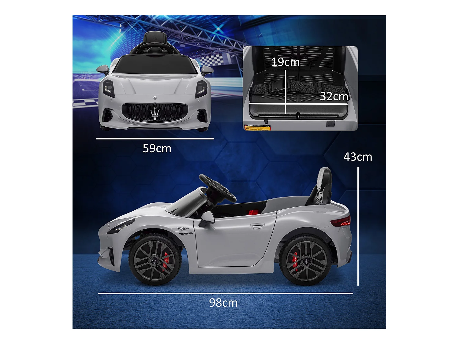 Auto per bambini elettrica maserati con telecomando grigio