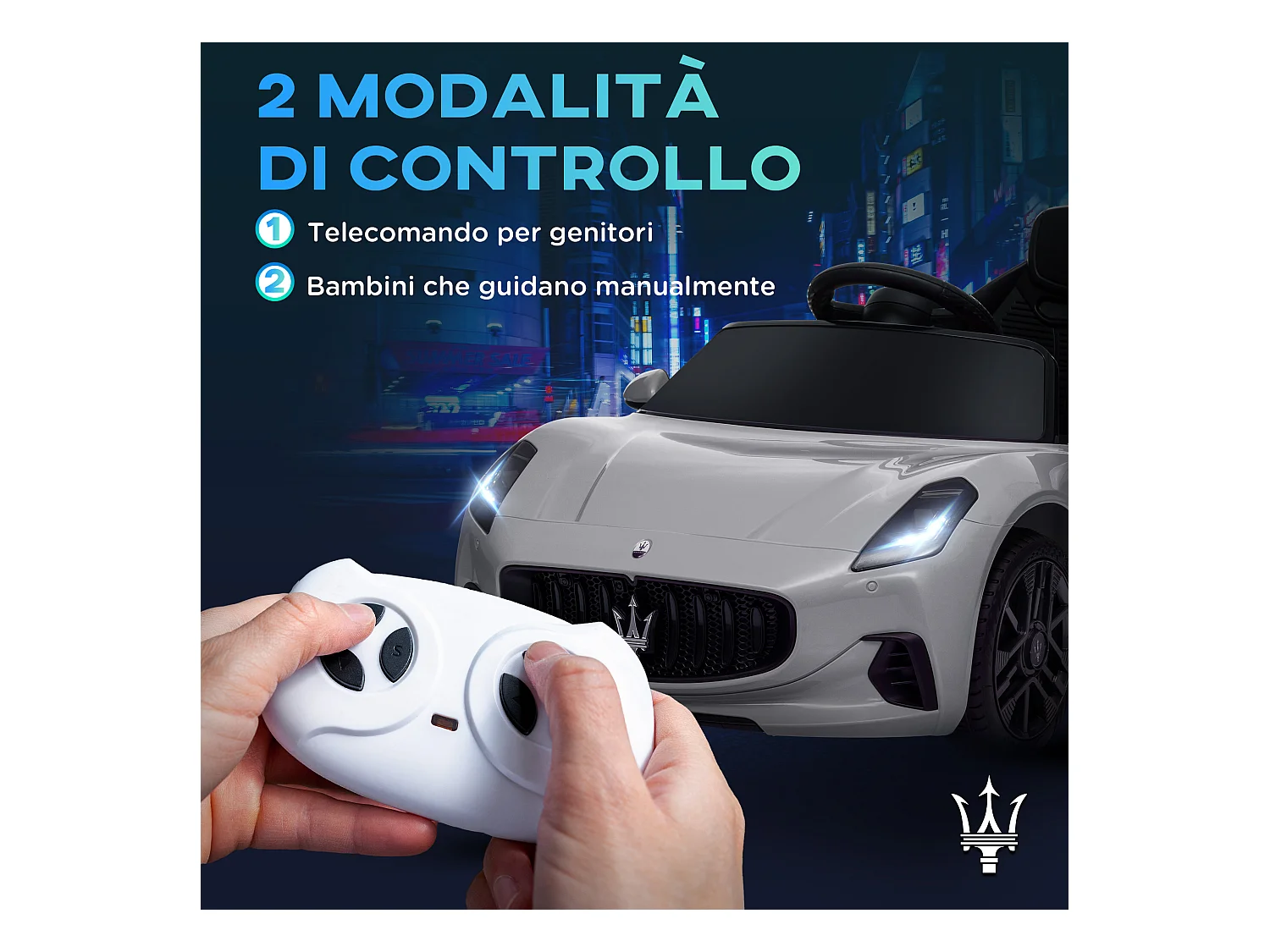 Auto per bambini elettrica maserati con telecomando grigio