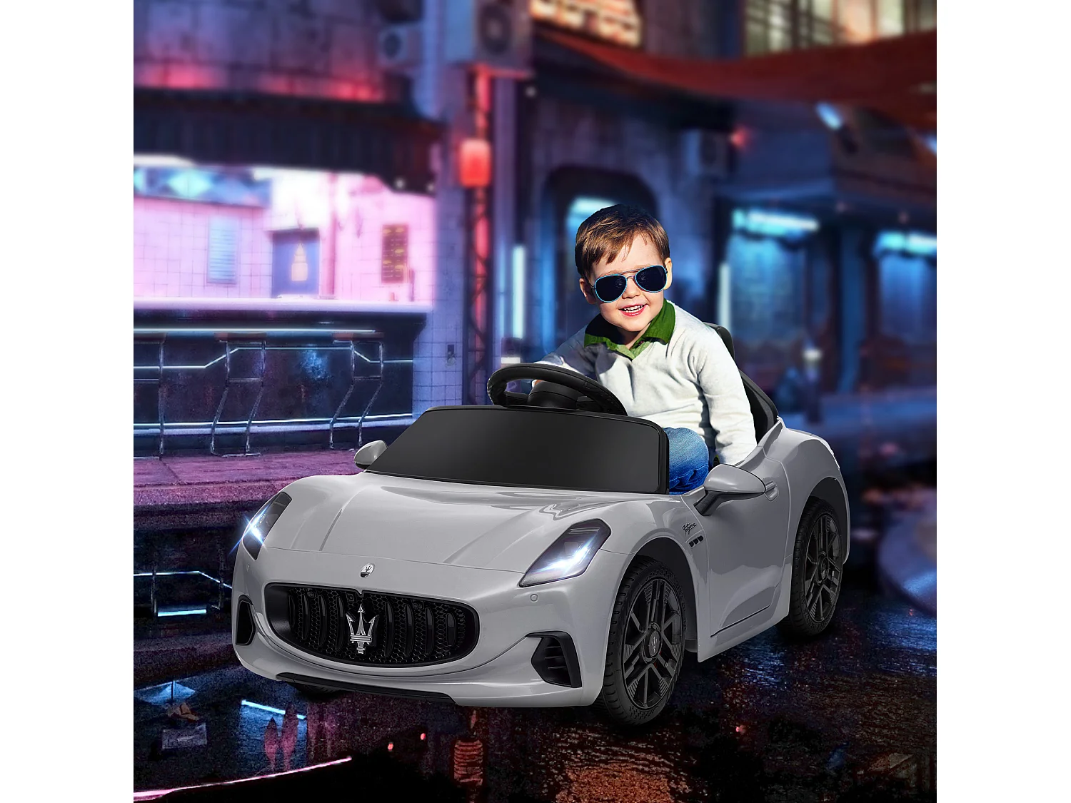 Auto per bambini elettrica maserati con telecomando grigio
