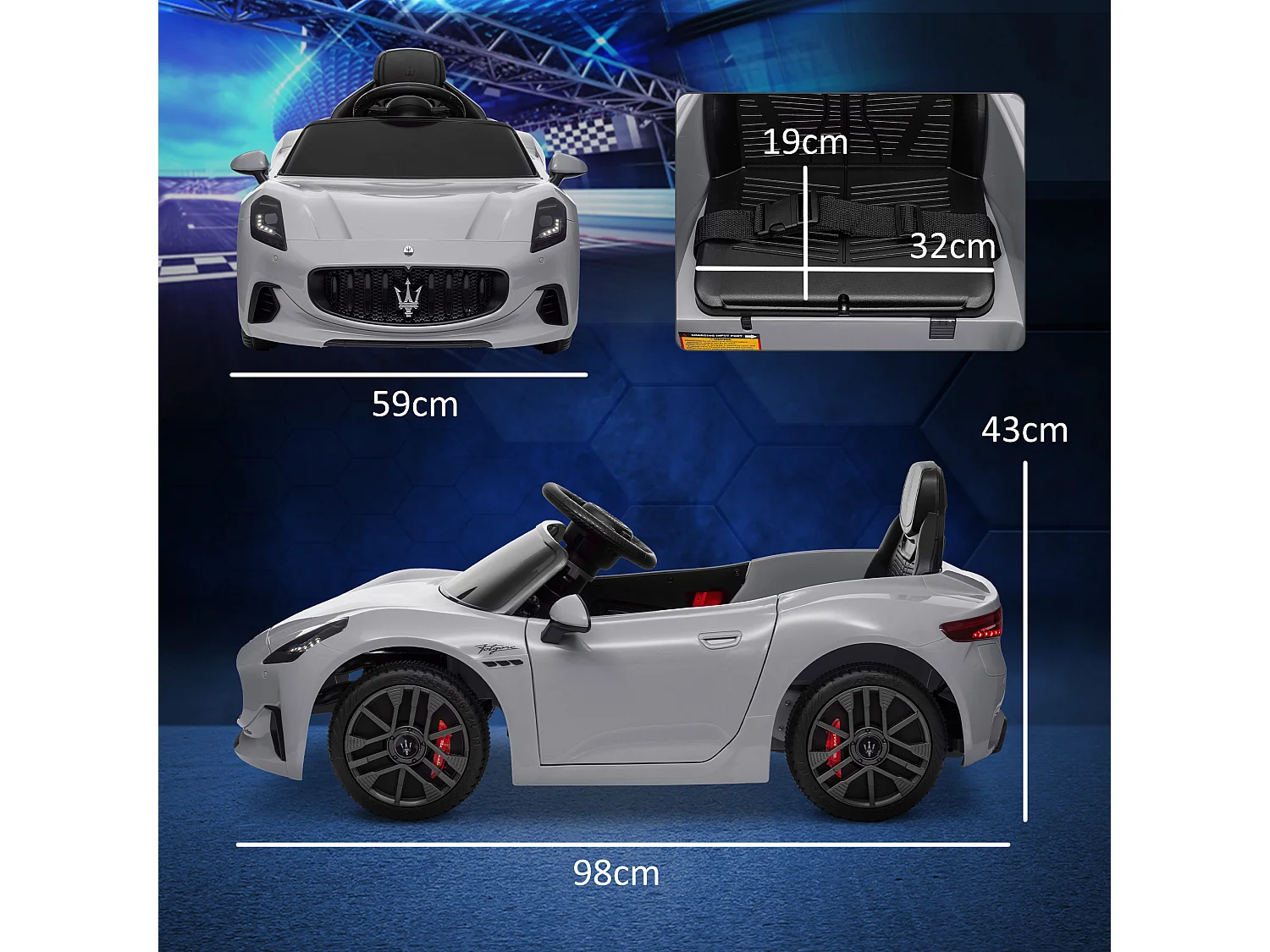 Auto per bambini elettrica maserati con telecomando grigio