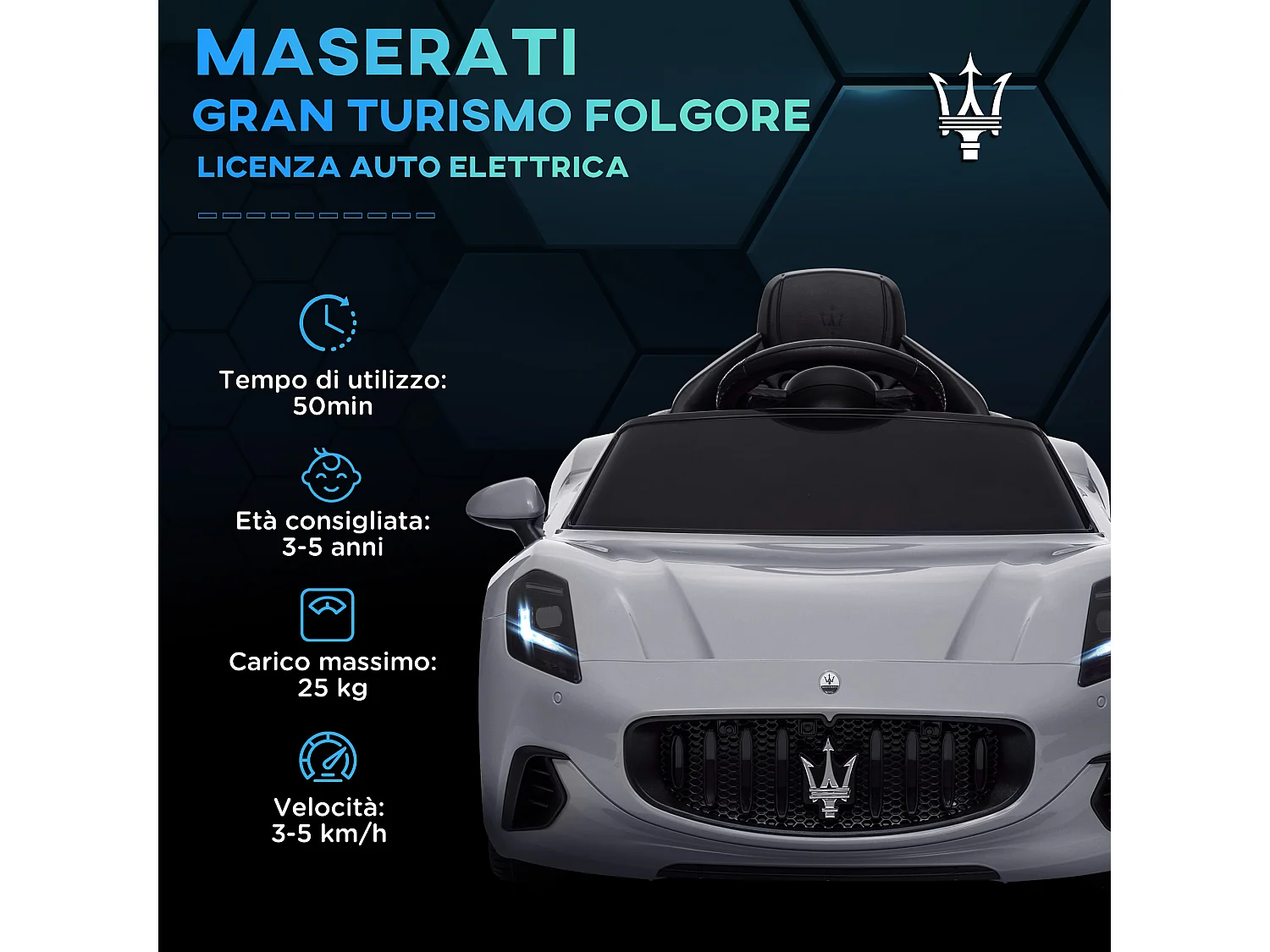 Auto per bambini elettrica maserati con telecomando grigio