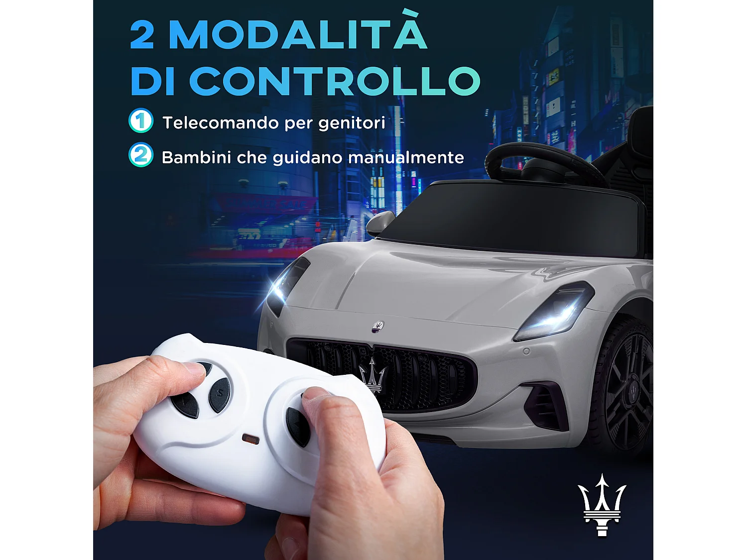 Auto per bambini elettrica maserati con telecomando grigio