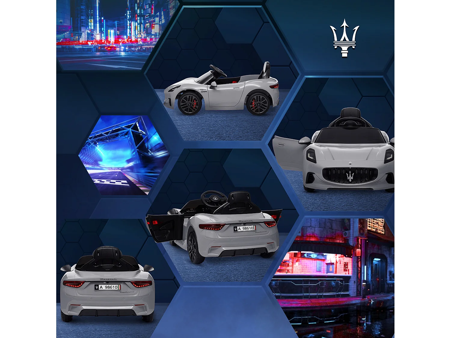 Auto per bambini elettrica maserati con telecomando grigio