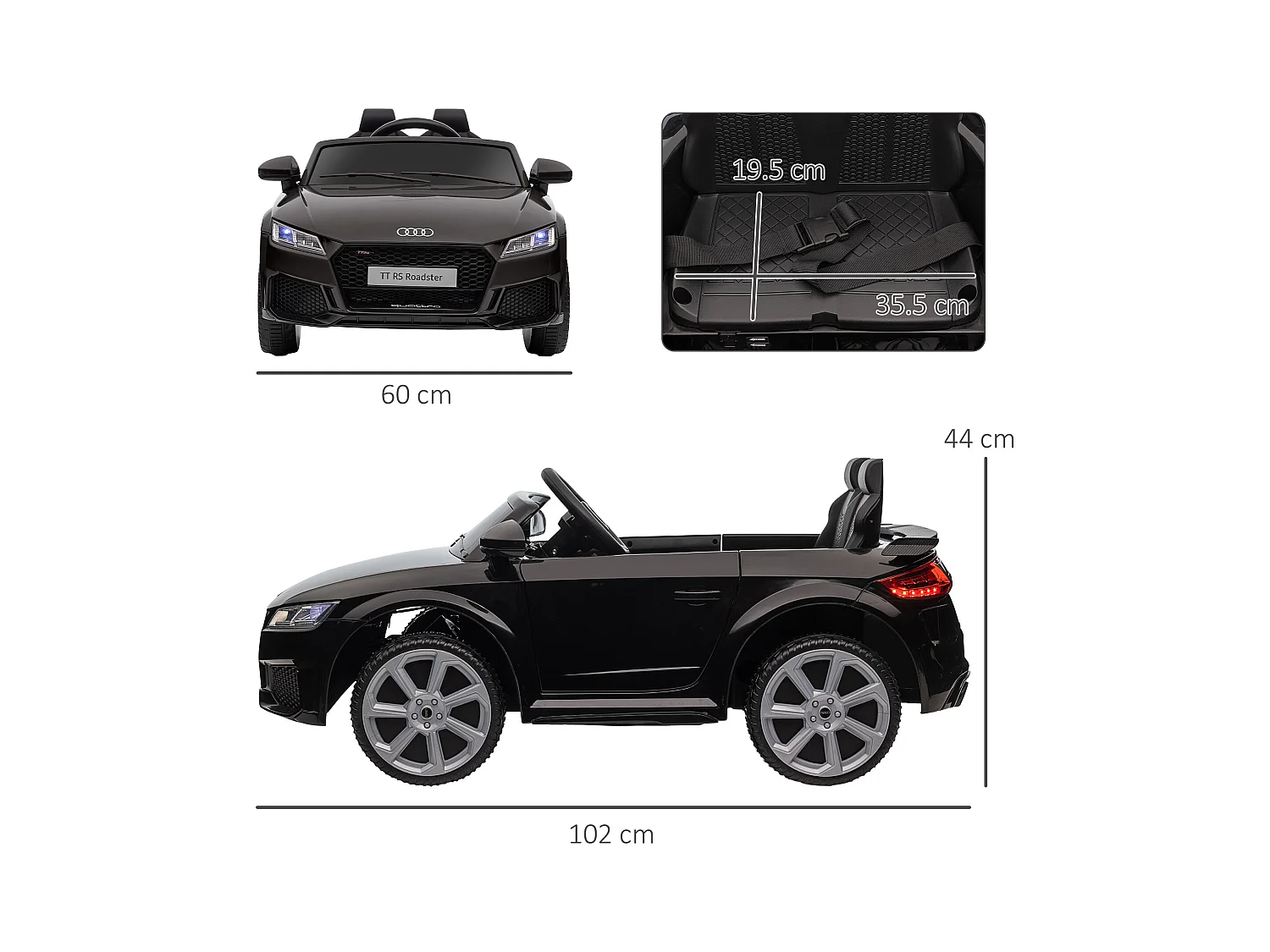 Macchina elettrica per bambini audi tt con telecomando e luci nero