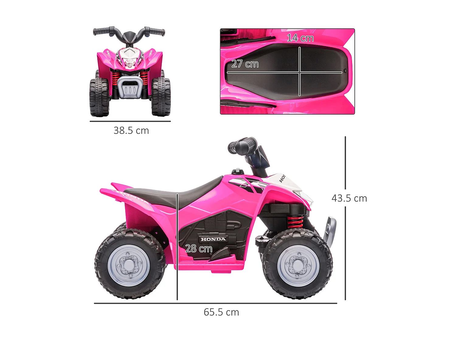 Quad elettrico per bambini 18-36 mesi velocità max 2.8km/h rosa