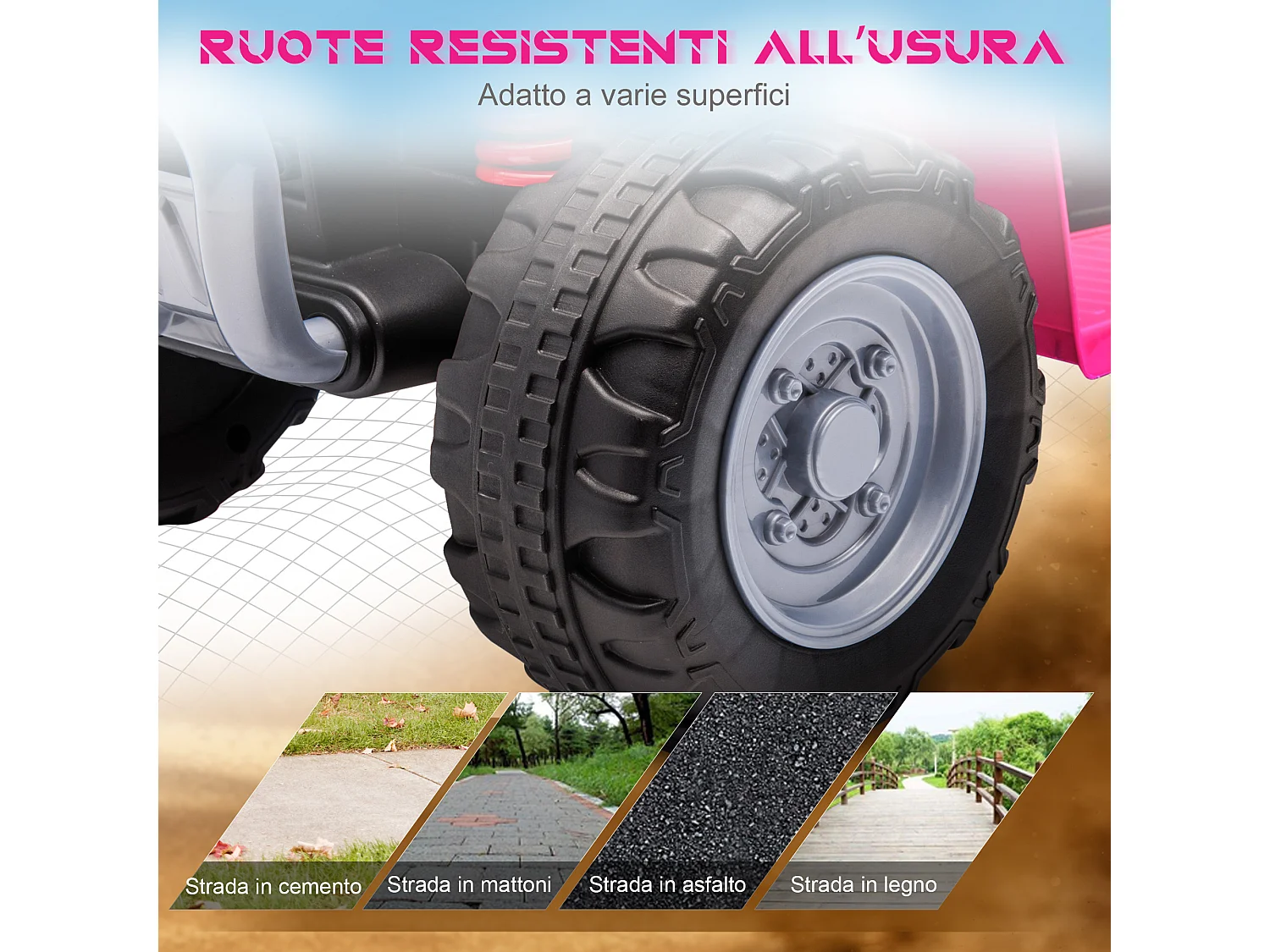 Quad elettrico per bambini 18-36 mesi velocità max 2.8km/h rosa