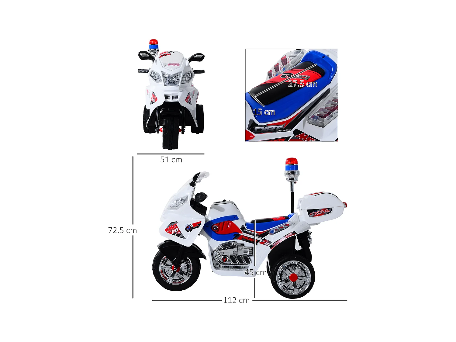 Moto elettrica per bambini 3-5 anni con 3 ruote luci e musica