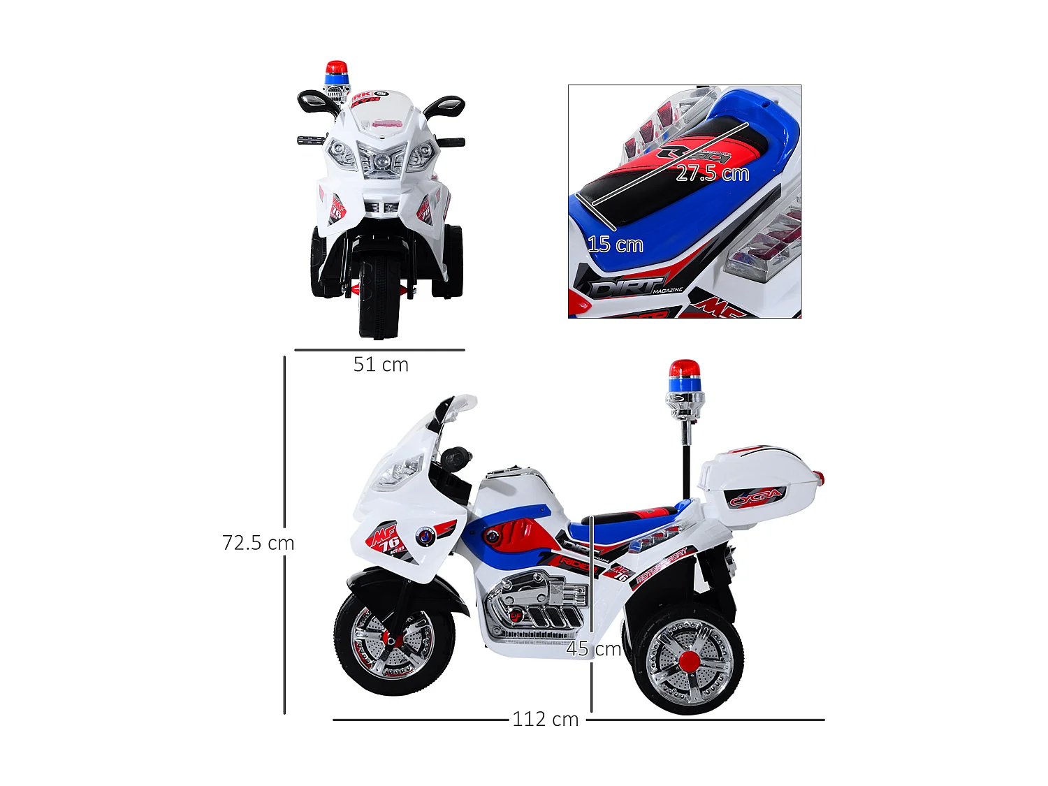 Moto elettrica per bambini 3-5 anni con 3 ruote luci e musica