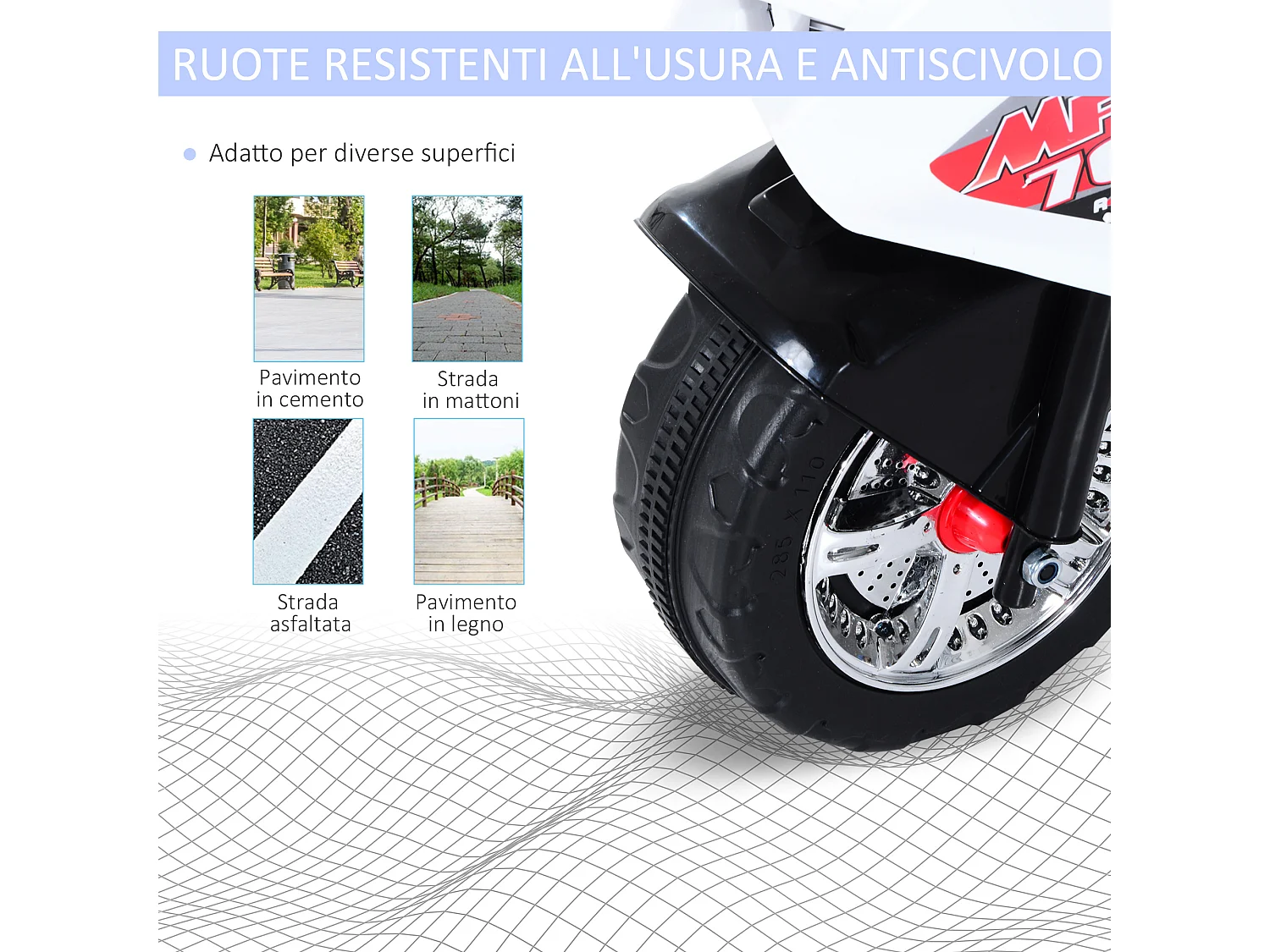 Moto elettrica per bambini 3-5 anni con 3 ruote luci e musica