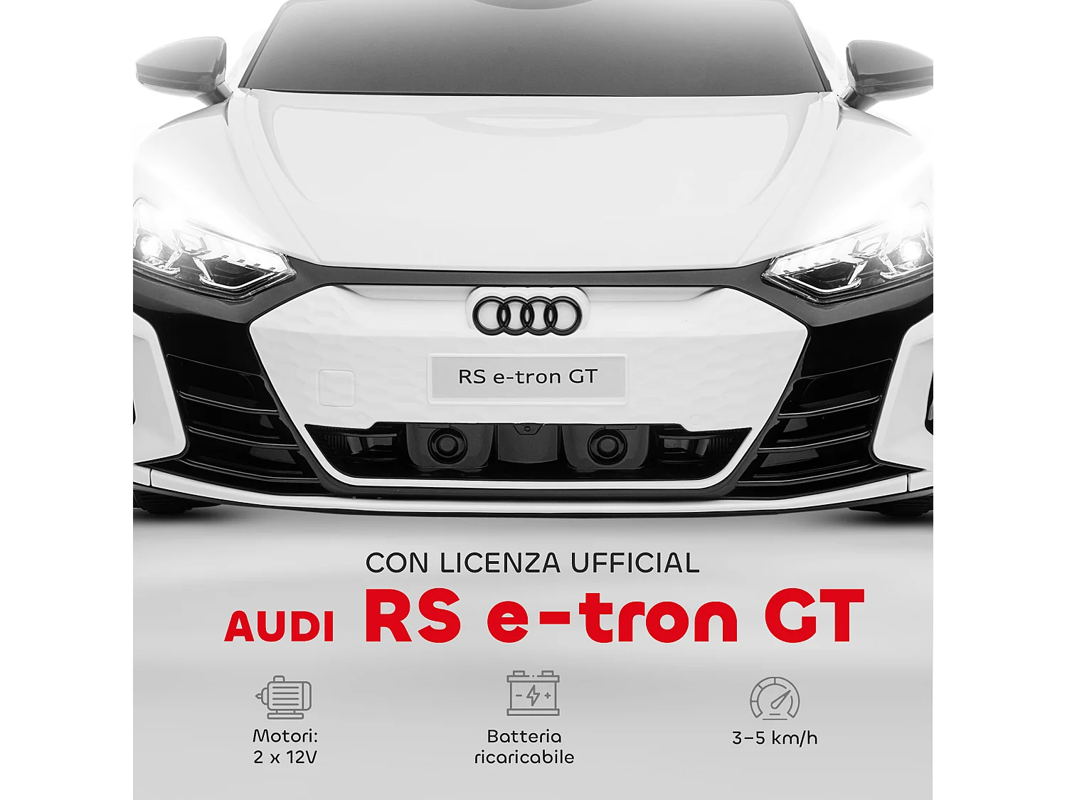 Macchina elettrica per bambini 3-5 anni con sospensioni bianca e nera